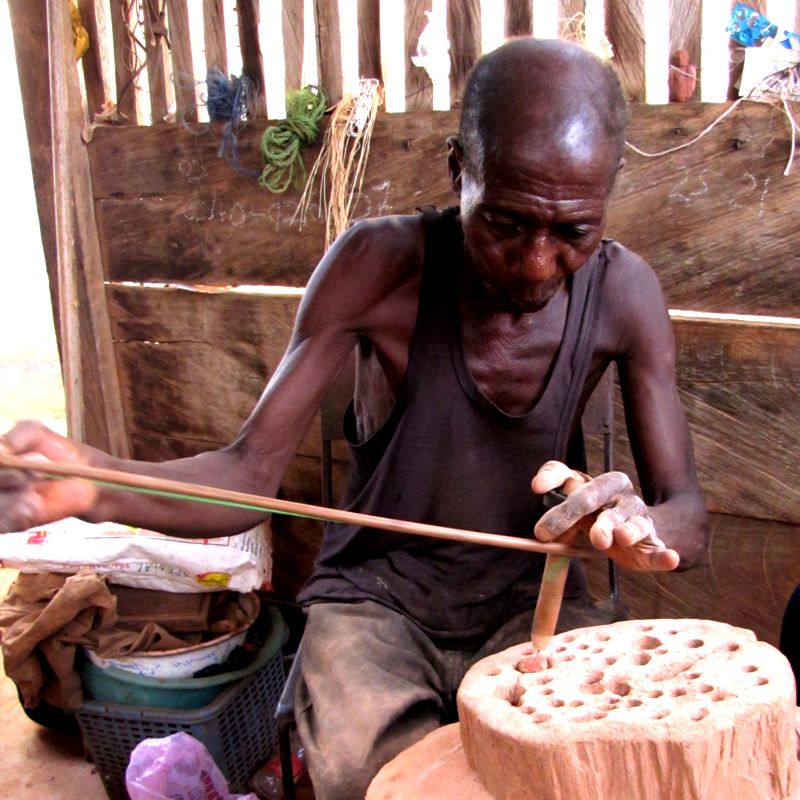 Drilling bauxite beads Abombe Ghana