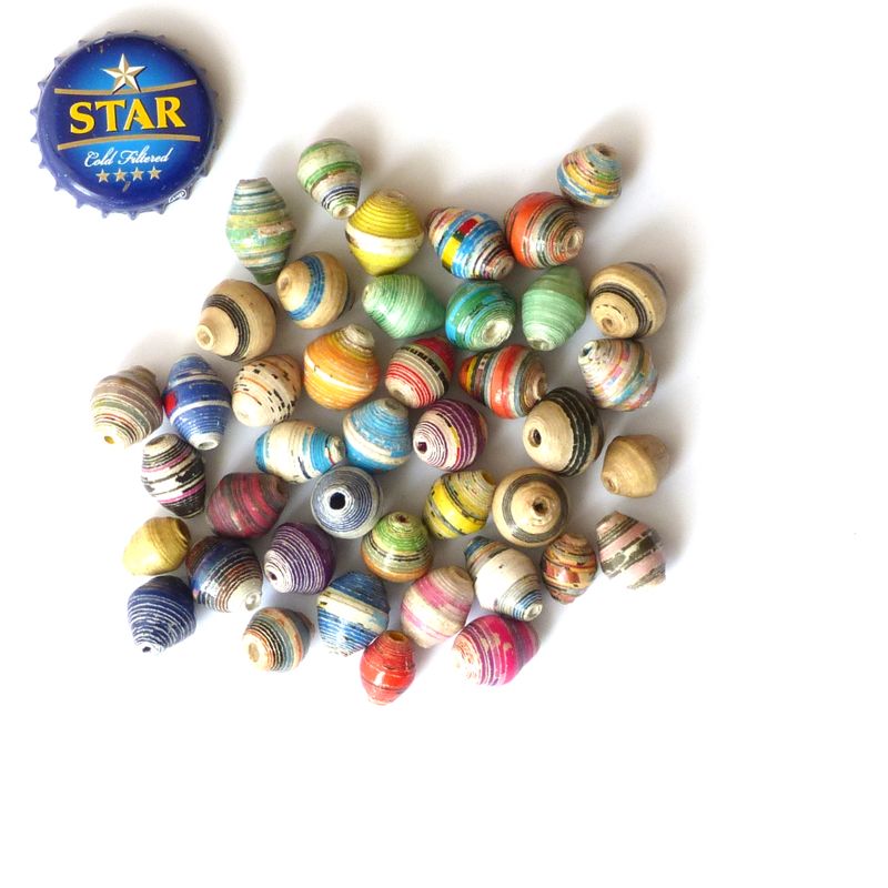 Recycled Paper Beads 150 count Bulk Assortment of Multi-Color Beads Outreach Uganda Hand Rolled Paper Beads Africa Bead Assortment 