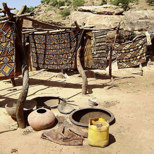 mud cloth drying in the sun, Mali