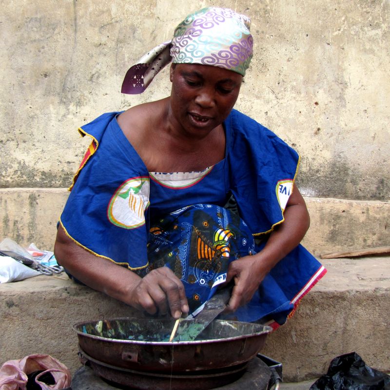 Recycled plastic bead making Kumasi Ghana