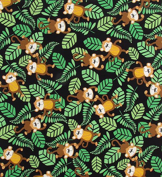 Safari & Skin Prints Tree Monkeys Black | The African Fabric Shop