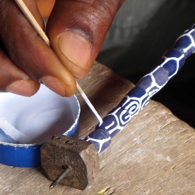 Painting recycled glass beads Koforidua Ghana