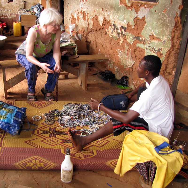 Magie Relph buying beads in Ghana