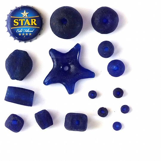 41 size varies slightly as they are hand made Large bottle beads made from recycling bottle in Ghana 20 x 25 mm beads