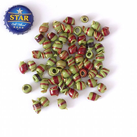 Photo for Recycled Plastic Beads Olive Green/Red